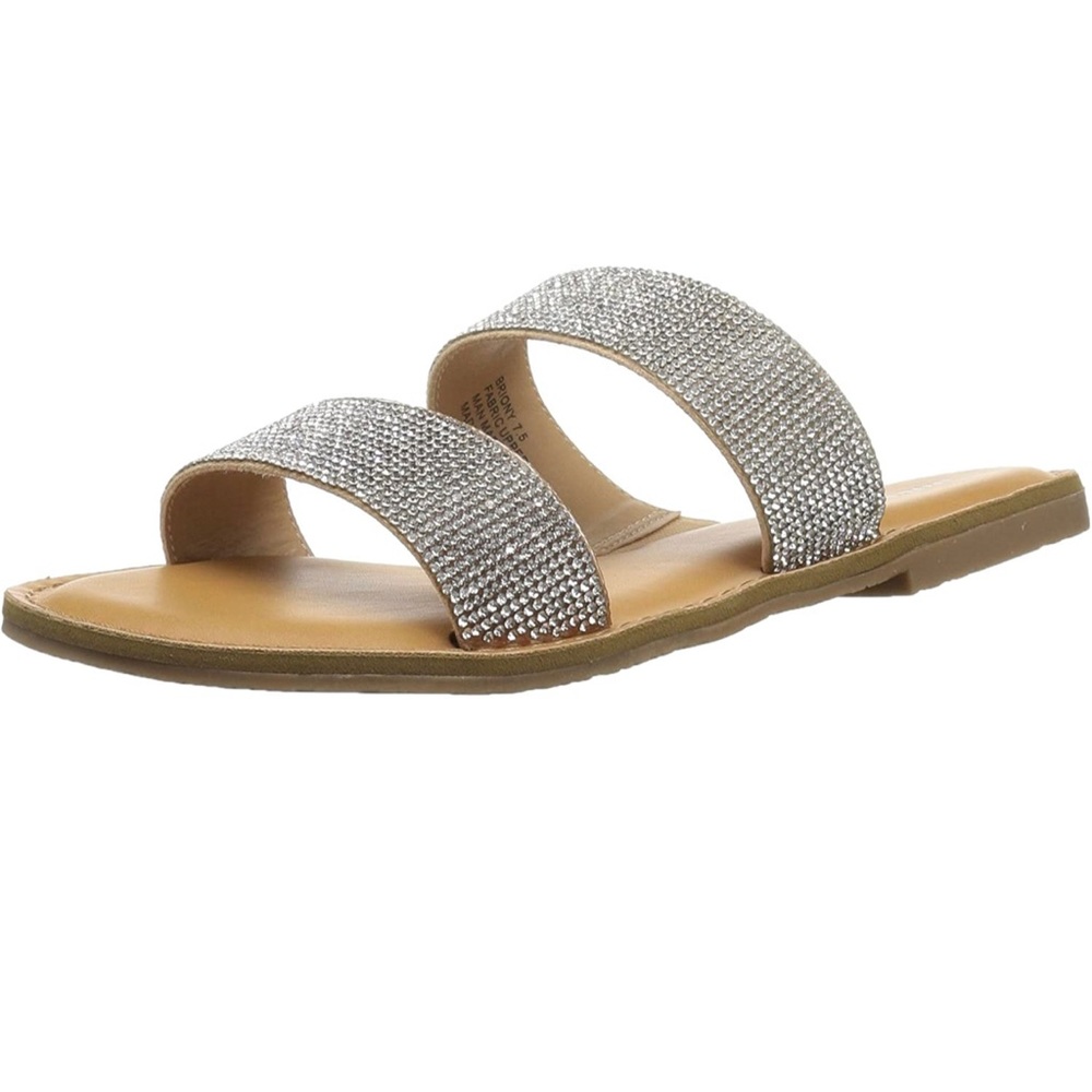Rock and Candy by Zigi Womens Briony Tan Rhinestone Slide Sandals Shoes 6